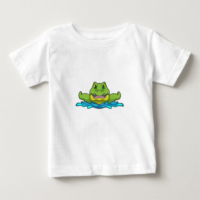 Crocodile at Swimming in Water Baby T-Shirt (Front)