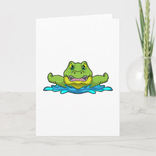 Crocodile at Swimming in Water Card