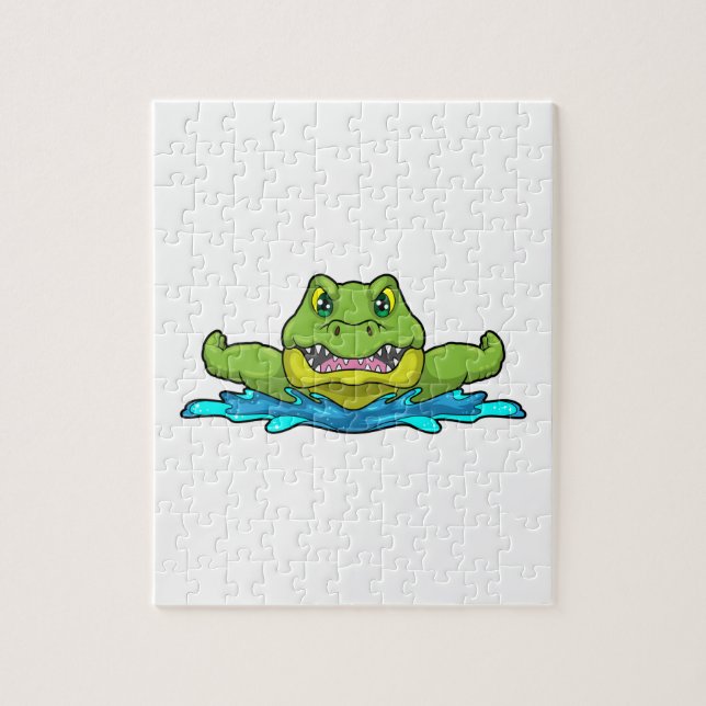 Crocodile at Swimming in Water Jigsaw Puzzle (Vertical)