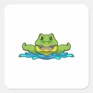Crocodile at Swimming in Water Square Sticker