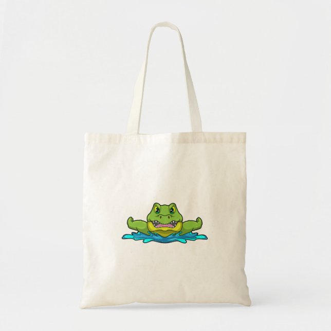 Crocodile at Swimming in Water Tote Bag (Front)