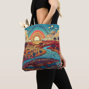 Crocodile Australian Aboriginal style Wildlife Art Tote Bag