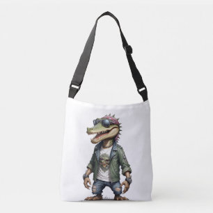 Crocodile Biker Rebel in Leather Jacket Cool Style Crossbody Bag