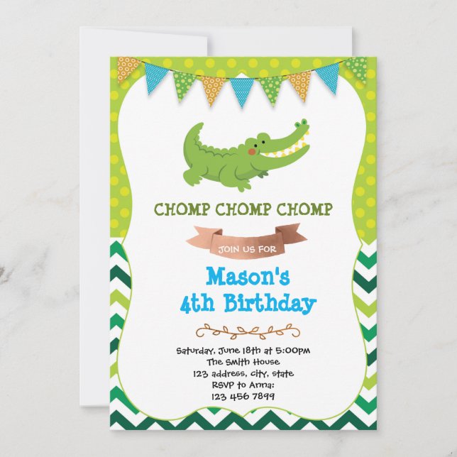 Crocodile birthday invitation (Front)