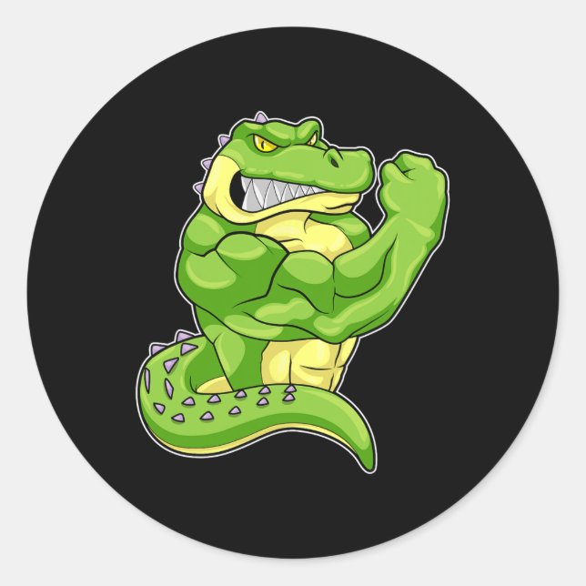 Crocodile Bodybuilder Bodybuilding Sports 1  Classic Round Sticker (Front)