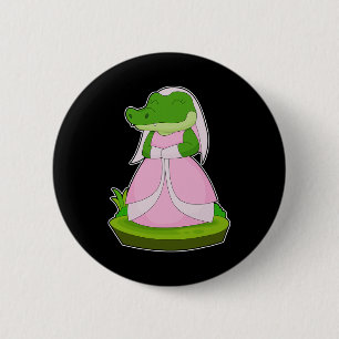 Crocodile Bride Veil Wedding  6 Cm Round Badge