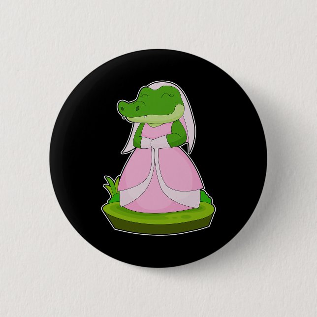 Crocodile Bride Veil Wedding  6 Cm Round Badge (Front)