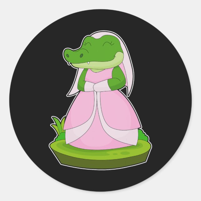 Crocodile Bride Veil Wedding  Classic Round Sticker (Front)