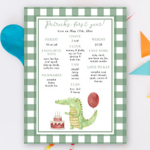 Crocodile First Birthday Milestone Birthday Poster