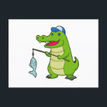 Crocodile Fishing Fisher Finshing rod Postcard<br><div class="desc">This design is the perfect gift for a birthday,  Christmas and other celebrations. It is suitable for women,  men and kids.</div>