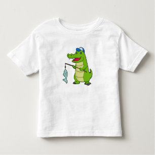 Crocodile Fishing Fisher Finshing rod Toddler T-Shirt