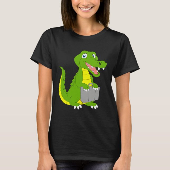 Crocodile goes on holiday mode holiday summer fami T-Shirt (Front)