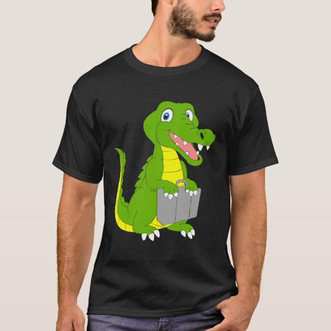 Crocodile goes on holiday mode holiday summer fami T-Shirt (Front)