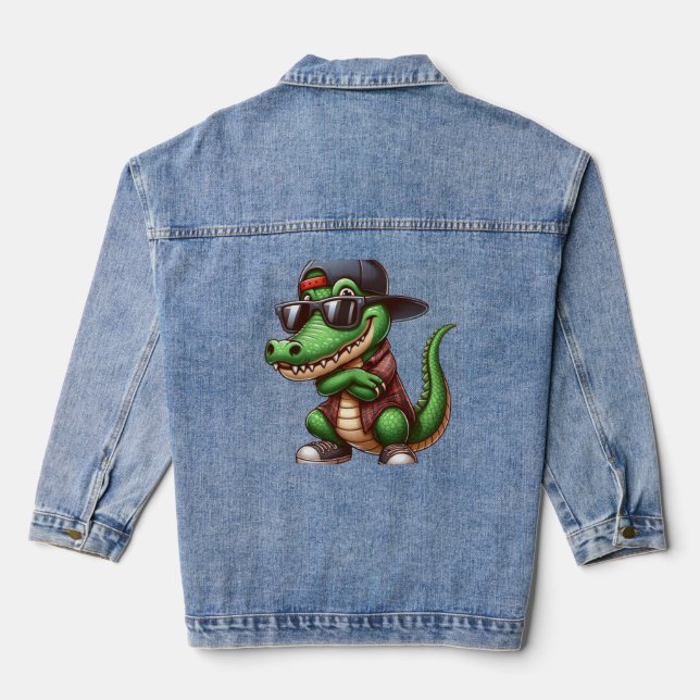 Crocodile Hip Hop Denim Jacket (Back)