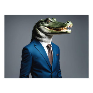 Crocodile in suit photo print