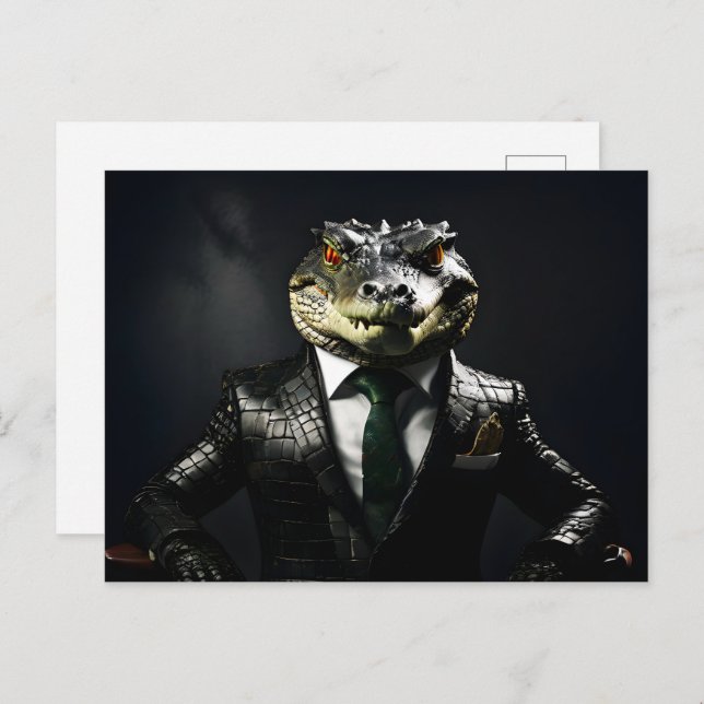 Crocodile in suit postcard (Front/Back)