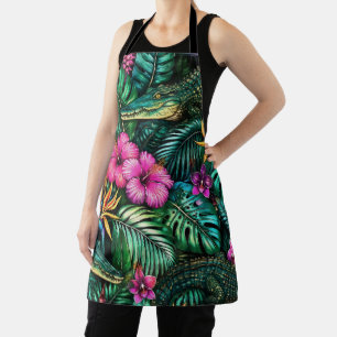 Crocodile Jungle Dreams Seamless Surface Pattern Apron