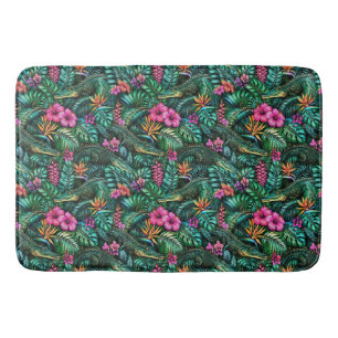 Crocodile Jungle Dreams Seamless Surface Pattern Bath Mat