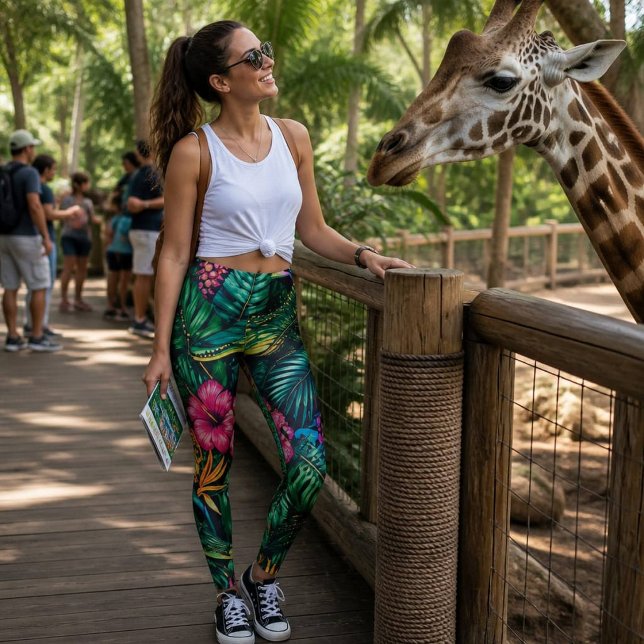 Crocodile Jungle Dreams Seamless Surface Pattern Leggings (Creator Uploaded)