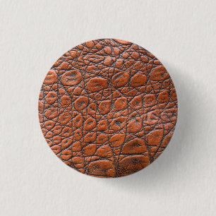 crocodile leather fake look 3 cm round badge