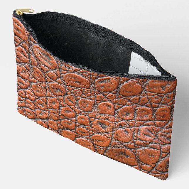 crocodile leather fake look accessory pouch (Open)