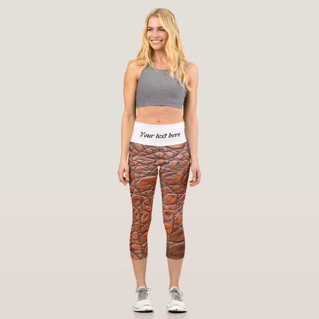 crocodile leather fake look capri leggings (Front)