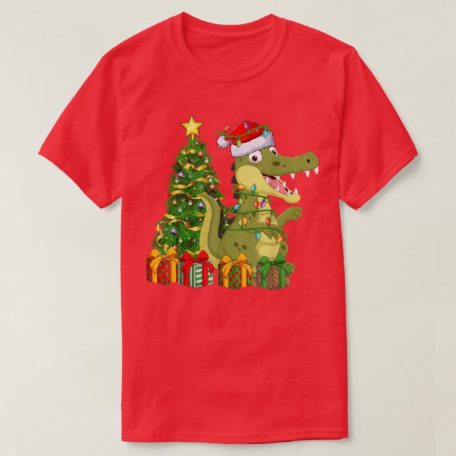 Crocodile Lighting Xmas Tree Matching Crocodile Ch T-Shirt (Design Front)