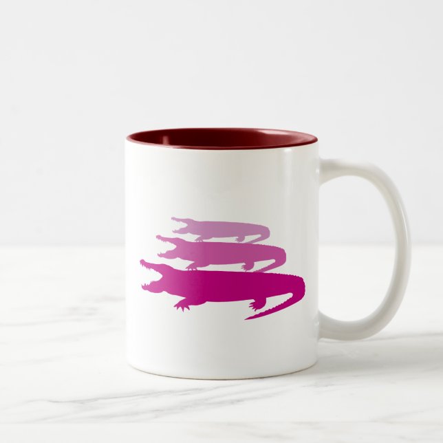 Crocodile Lined Up (Purple) Two-Tone Coffee Mug (Right)