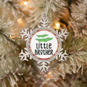 Crocodile little brother Christmas Snowflake Pewter Christmas Ornament