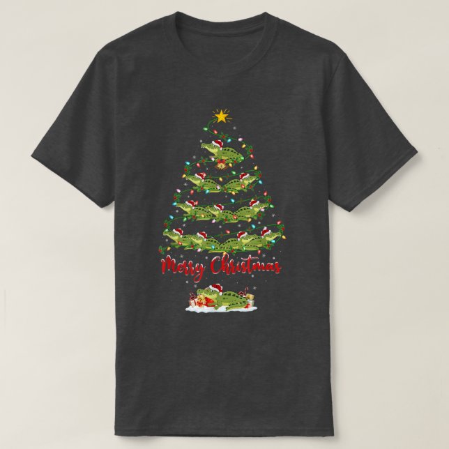 Crocodile Lover Matching Santa Crocodile Christmas T-Shirt (Design Front)