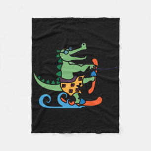 Crocodile Lover Skiing Alligator Reptile Water Ski Fleece Blanket