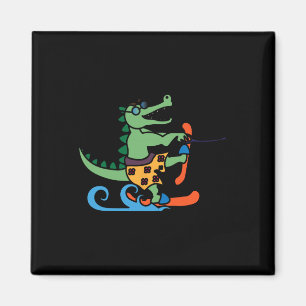 Crocodile Lover Skiing Alligator Reptile Water Ski Magnet