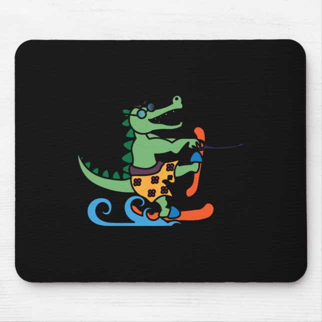Crocodile Lover Skiing Alligator Reptile Water Ski Mouse Pad (Front)