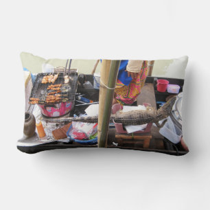 Crocodile Meat BBQ ... Thailand Street Food Lumbar Cushion