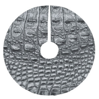 Crocodile Noir: Black Leather Mystique Brushed Polyester Tree Skirt