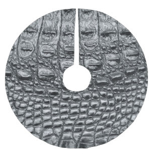 Crocodile Noir: Black Leather Mystique Brushed Polyester Tree Skirt