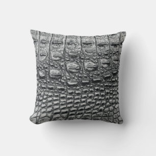 Crocodile Noir: Black Leather Mystique Cushion