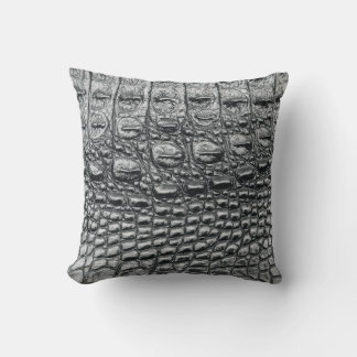 Crocodile Noir: Black Leather Mystique Cushion