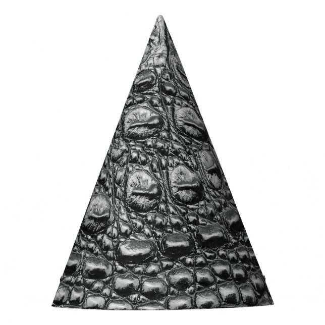 Crocodile Noir: Black Leather Mystique Party Hat (Front)