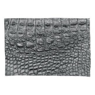 Crocodile Noir: Black Leather Mystique Pillowcase