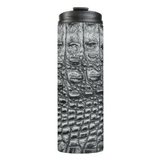 Crocodile Noir: Black Leather Mystique Thermal Tumbler