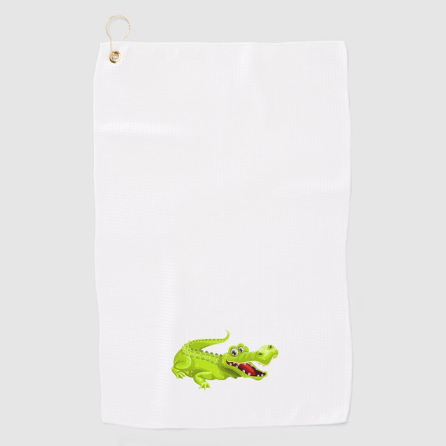 Crocodile on White Golf Towel (Front)