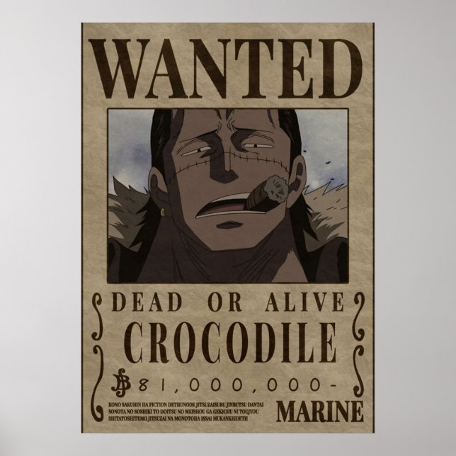 Crocodile One Piece Wanted Bounty Poster (Front)