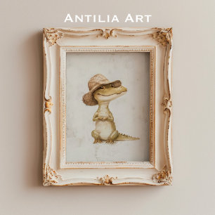 Crocodile Painting Alligator Reptile Wild Animal Poster