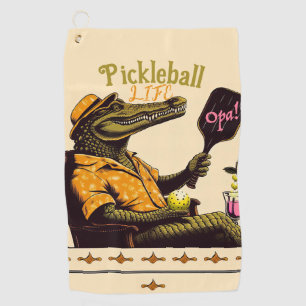 Crocodile Pink Drink Pickleball Hand Towel w/ Clip