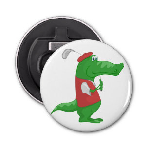 Crocodile Playing Golf Bottle Opener