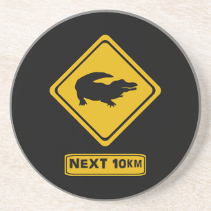crocodile road sign coaster