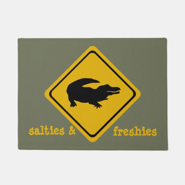 crocodile road sign - doormat (Front)
