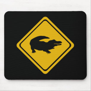 crocodile road sign mouse pad