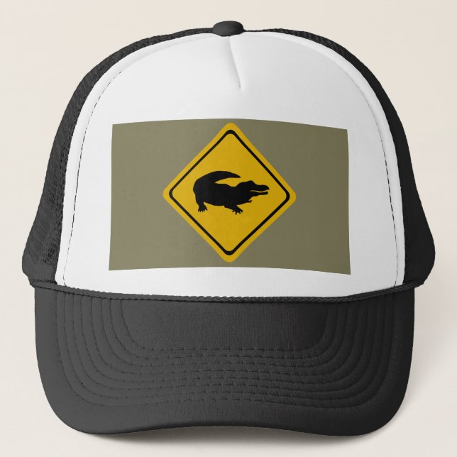 crocodile road sign trucker hat (Front)